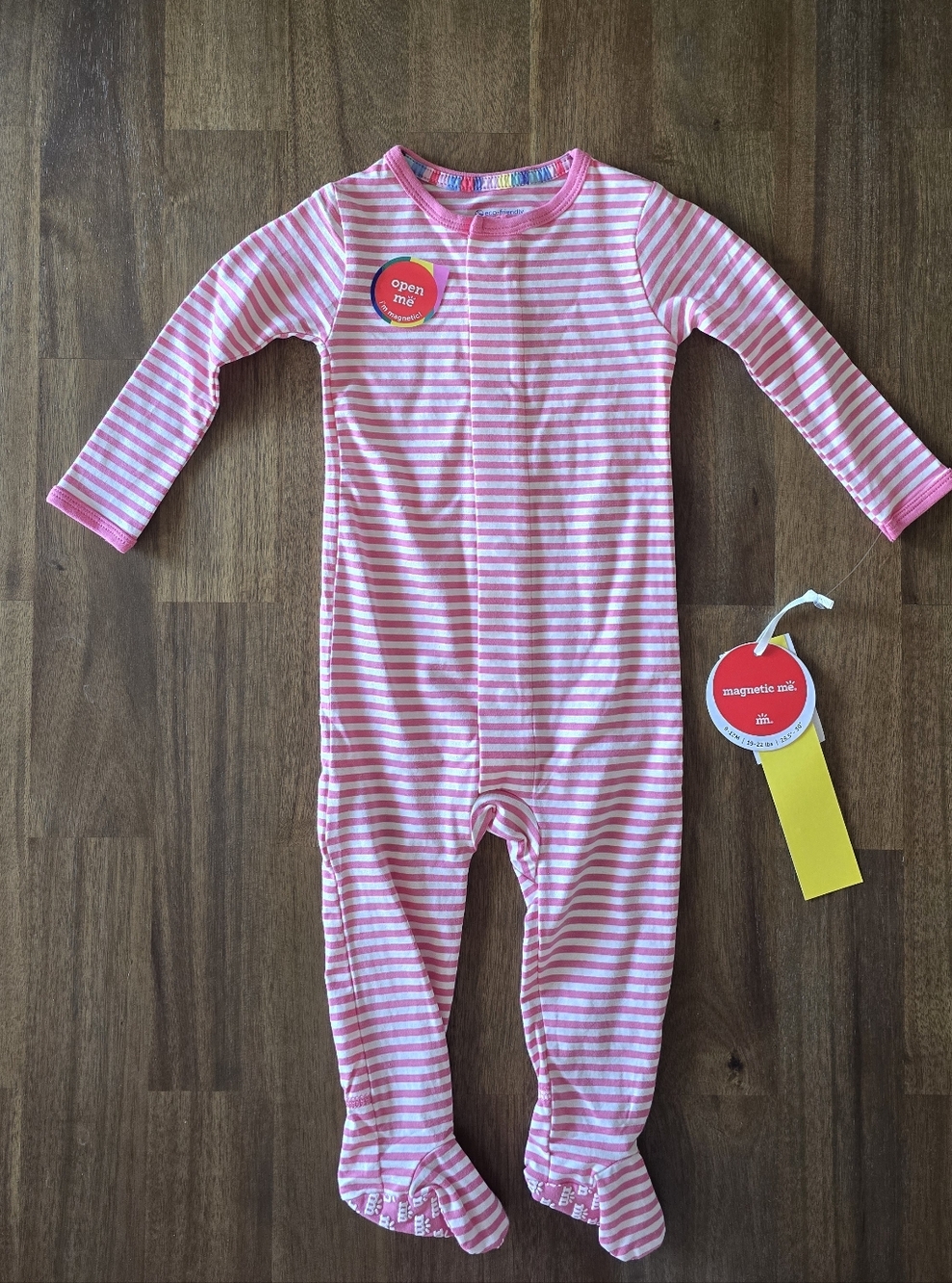 Magnetic Me Cloudstretch Printed Magnetic Footie - Pink Stripe